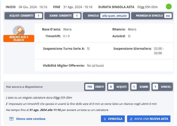 Come fare l'asta del Fantacalcio online