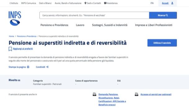 Pensione reversibilità