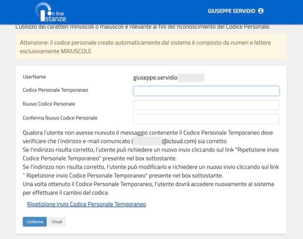 Codice temporaneo