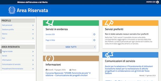 Area riservata MIUR