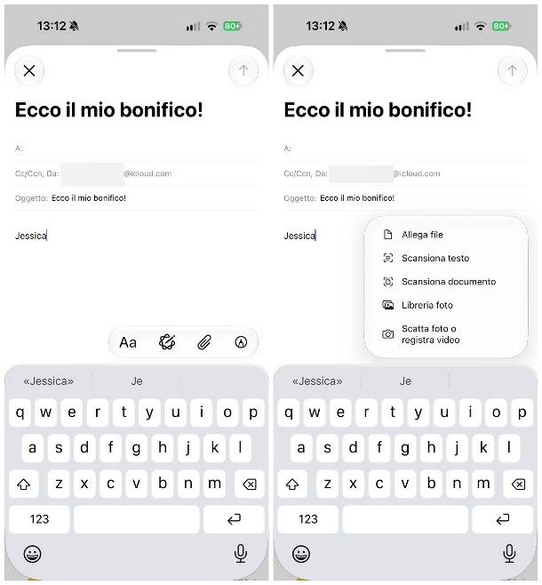 Come inviare copia bonifico via email