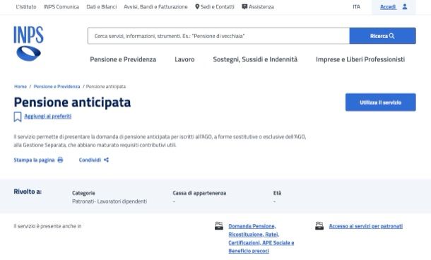 Pensione anticipata