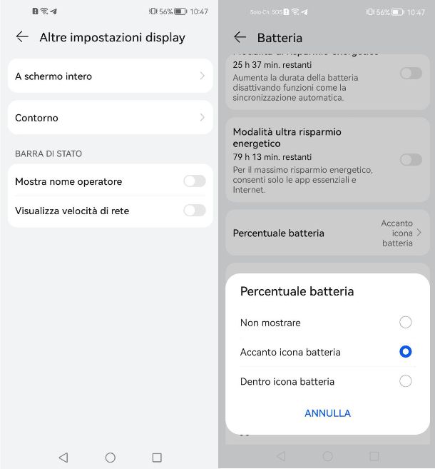 Come eliminare icone dalla barra Android Huawei
