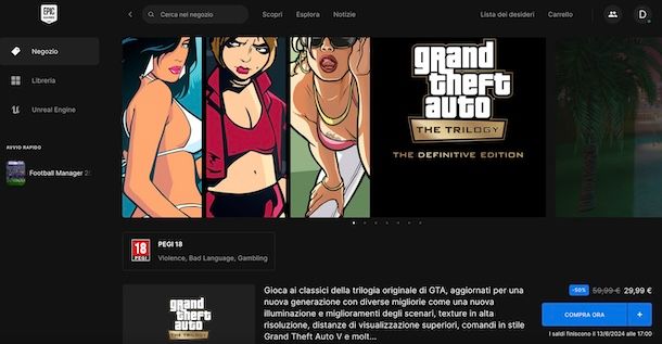 GTA su Epic Games