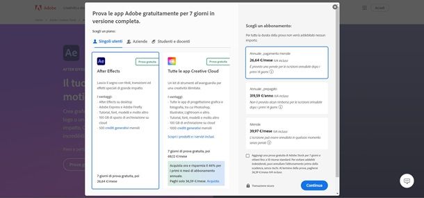 prova gratuita after effect