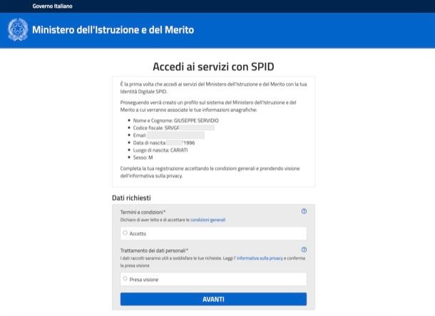 Registrazione Istanze OnLine