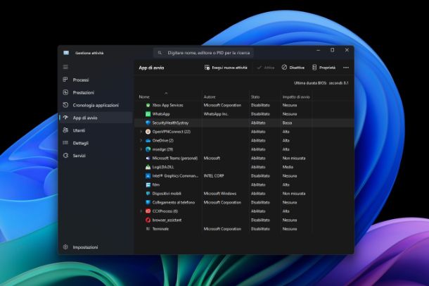 Gestione avvio automatico