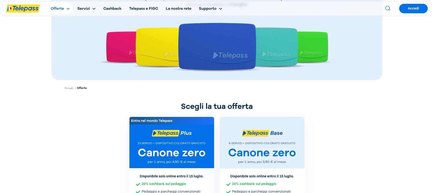 confronto Telepass Plus e Base
