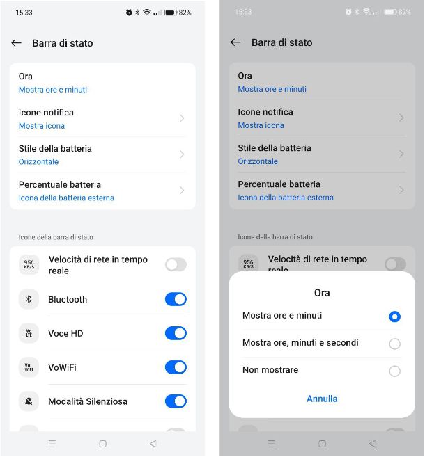 Come eliminare icone dalla barra Android OPPO