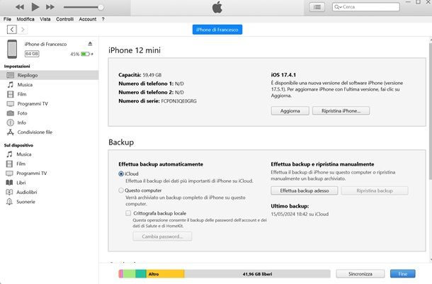 itunes aggiornamento iphone