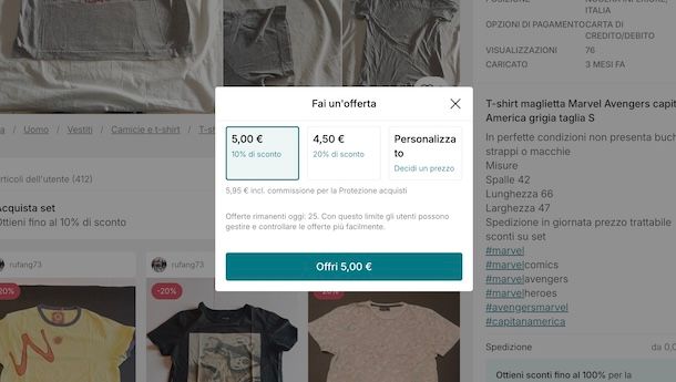 Opzione Fai un'offerta su Vinted
