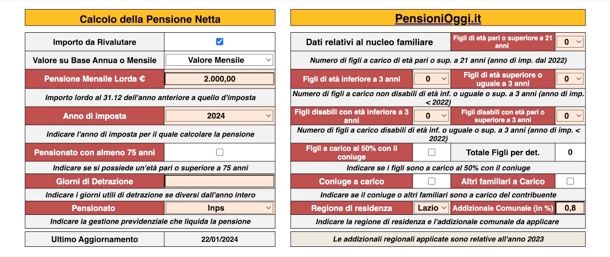 Calcolo pensione netta dalla pensione lorda