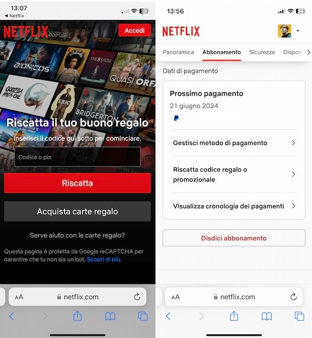 Riscattare carta regalo Netflix