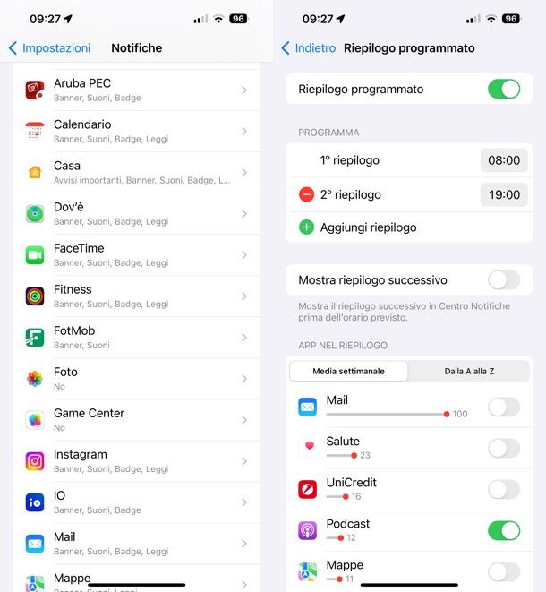 Come impostare notifiche