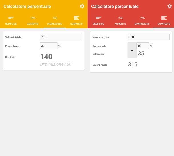 Calcolatore Percentuale