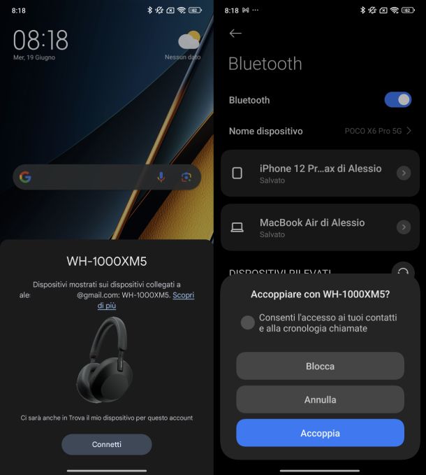 Cuffie Bluetooth Sony Android