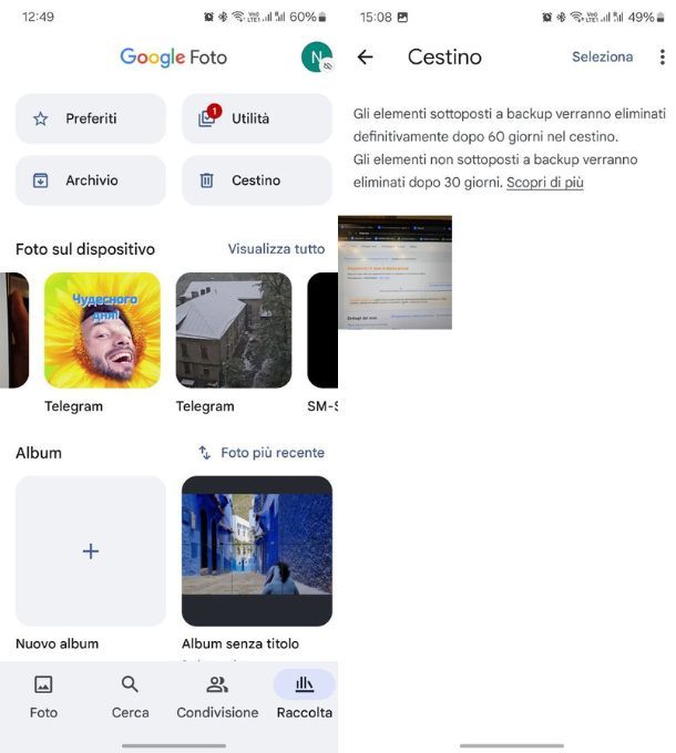 google foto cestino