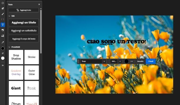 Strumento Testo Photoshop online