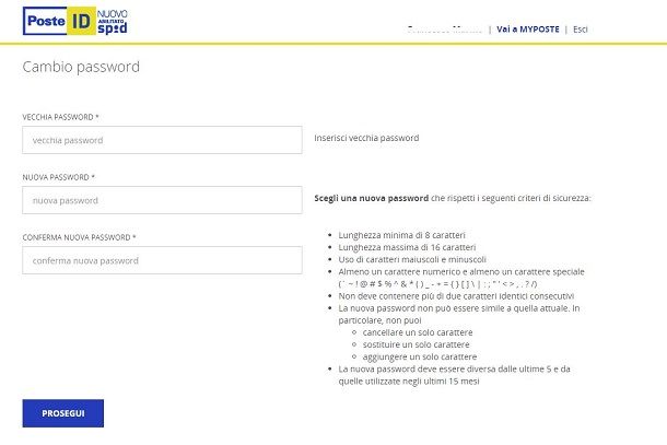 Come cambiare password SPID