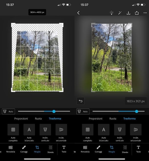 Photoshop express inclina foto