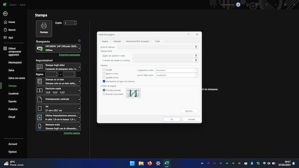Microsoft Excel righe colonne Windows