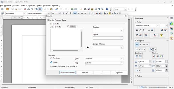 openoffice etichette