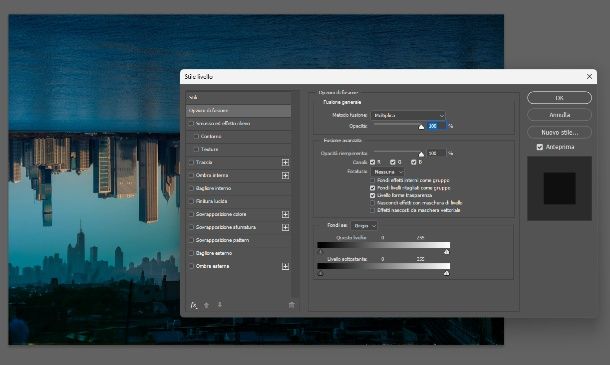 Stile livello metodo fusione photoshop