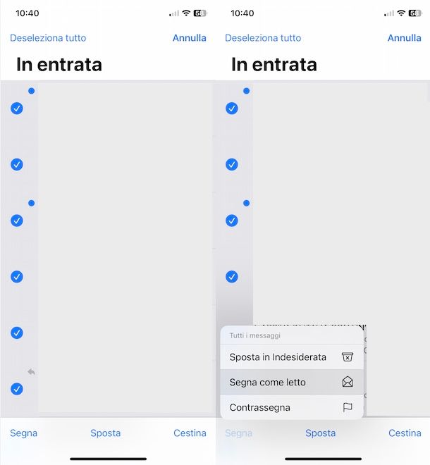 Eliminare email iPhone non lette