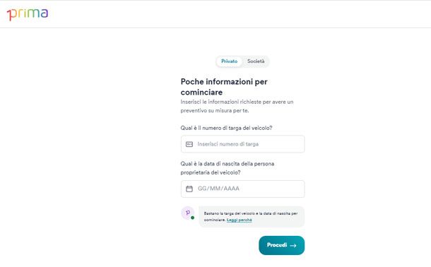 Preventivo online RCA auto Prima