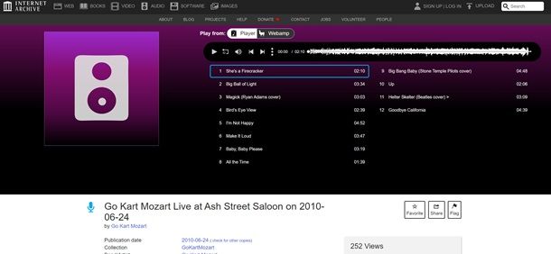 internet archivie musica