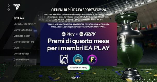 Menu principale FIFA
