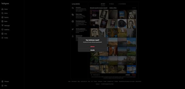 Eliminare post Instagram Web