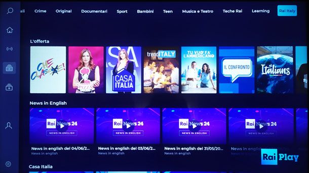Rai Italia su RaiPlay tramite TV