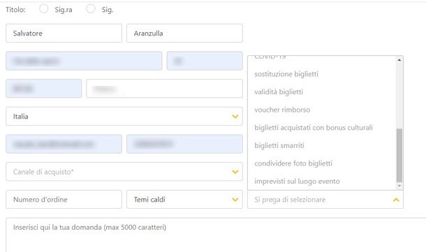 Recupero biglietti TicketOne persi