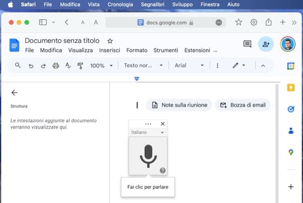 Come dettare su Google Documenti