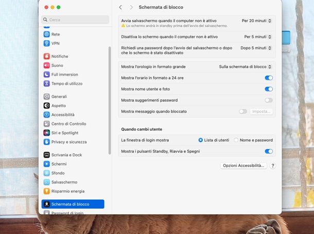 schermata blocco mac