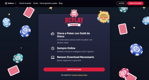 ReplayPoker screen