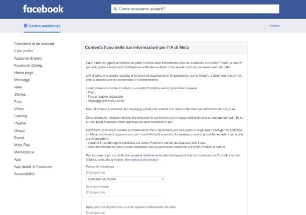 Come non dare consenso a Meta AI per Facebook