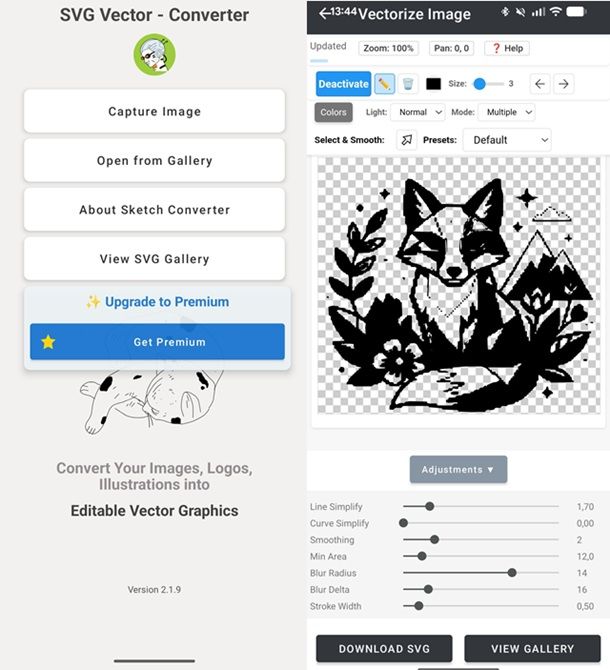 Come vettorializzare un'immagine da Android