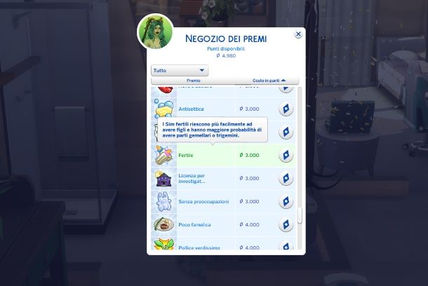 Negozio Premi The Sims 4