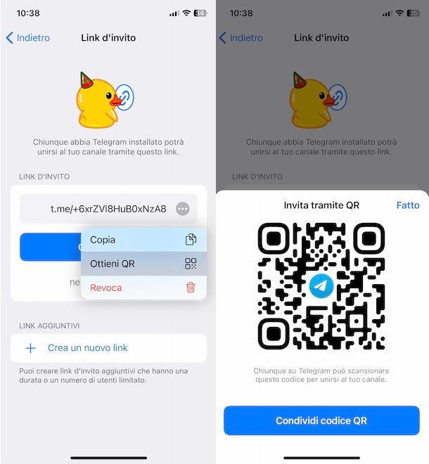 Condividere canale Telegram tramite codice QR