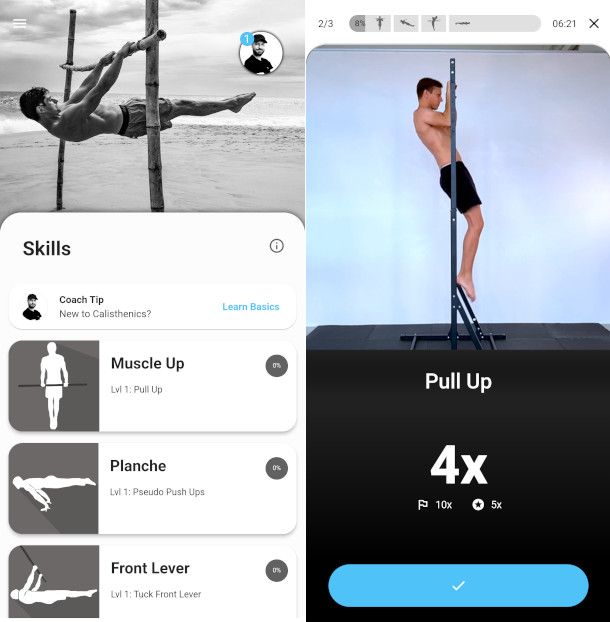 schermate app Thenics