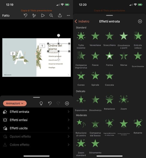 animare testo powerpoint da smartphone