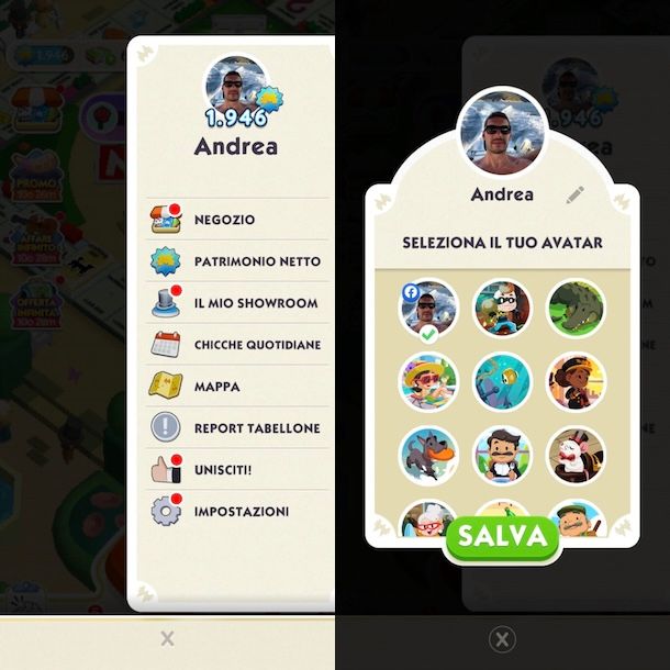 Cambiare foto su Monopoly Go