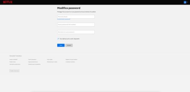 Come cambiare password su Netflix