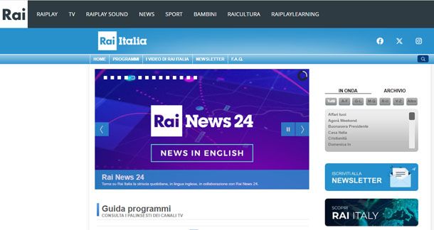 Sito di Rai Italia