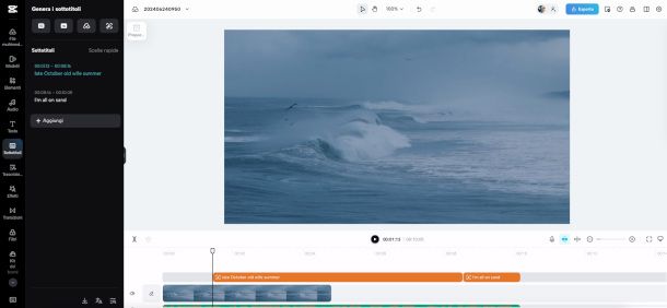 inserimento del testo di una canzone da Web app CapCut 