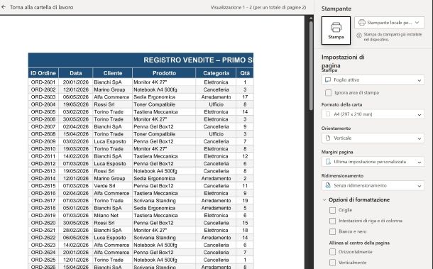 Adattare un foglio Excel online