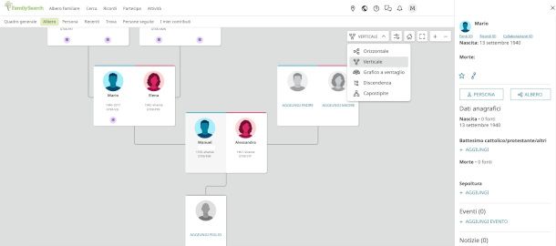 interfaccia FamilySearch