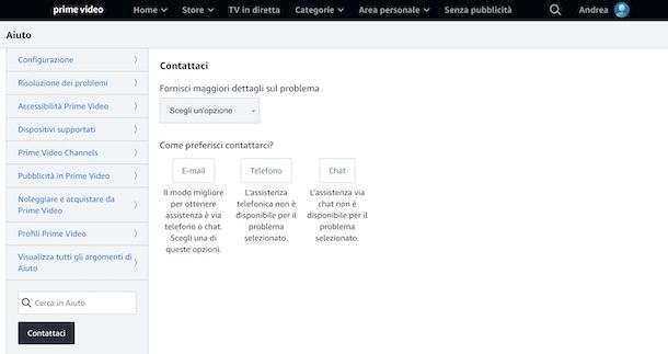 Assistenza Prime Video